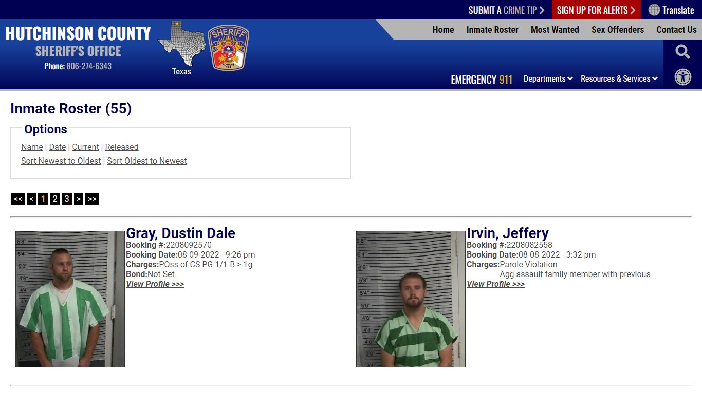 Inmate Roster - Hutchinson County Sheriff TX