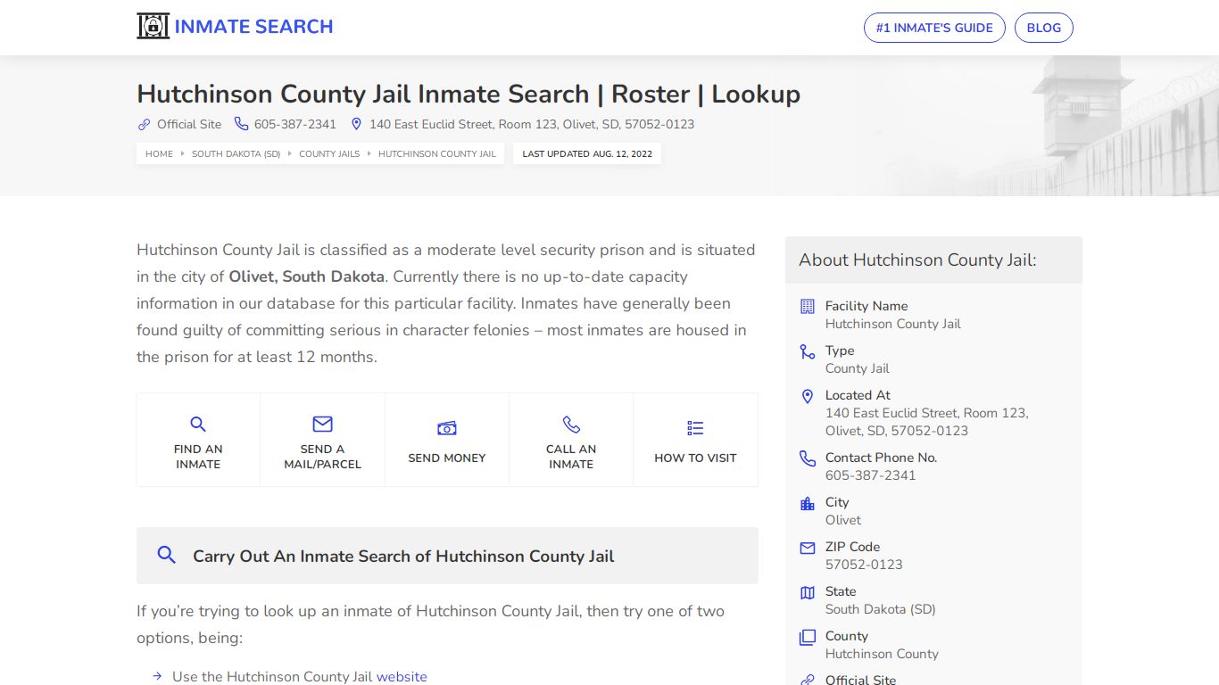 Hutchinson County Jail Inmate Search | Roster | Lookup